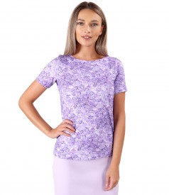 Bluza din jerse elastic imprimat cu motive florale