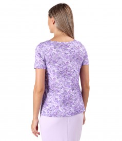 Bluza din jerse elastic imprimat cu motive florale