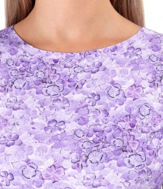 Bluza din jerse elastic imprimat cu motive florale