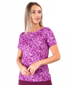 Bluza din jerse elastic imprimat cu motive florale