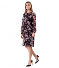 Rochie din voal imprimat cu motive florale