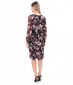 Rochie din voal imprimat cu motive florale