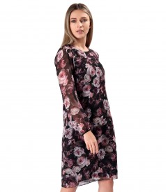 Rochie din voal imprimat cu motive florale