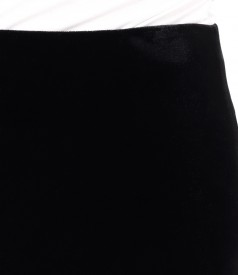 Fusta creion din catifea elastica neagra