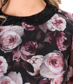 Rochie din voal imprimat digital cu motive florale