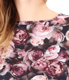 Bluza din jerse elastic imprimat cu motive florale