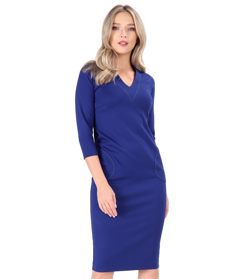 Rochie office midi din jerse elastic gros