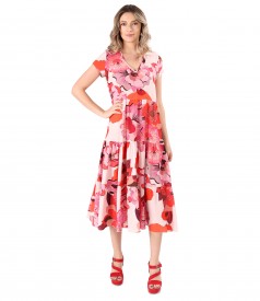 Rochie midi cu volane din viscoza imprimata cu motive florale