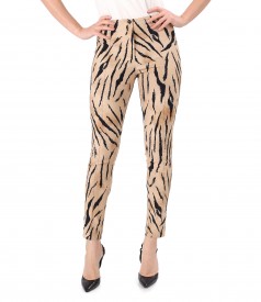 Pantaloni pana din bumbac elastic cu vipusca pe lateral