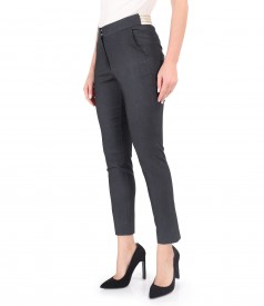 Pantaloni pana din denim elastic cu elastic in talie