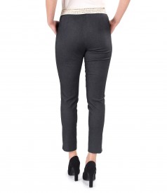 Pantaloni pana din denim elastic cu elastic in talie