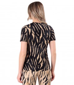 Bluza din jerse elastic cu animal print