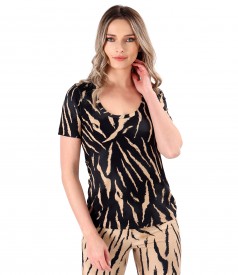 Bluza din jerse elastic cu animal print