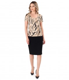 Bluza cu animal print si fusta office