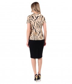 Bluza cu animal print si fusta office