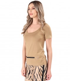 Bluza din jerse elastic fin cu banda de rips in talie