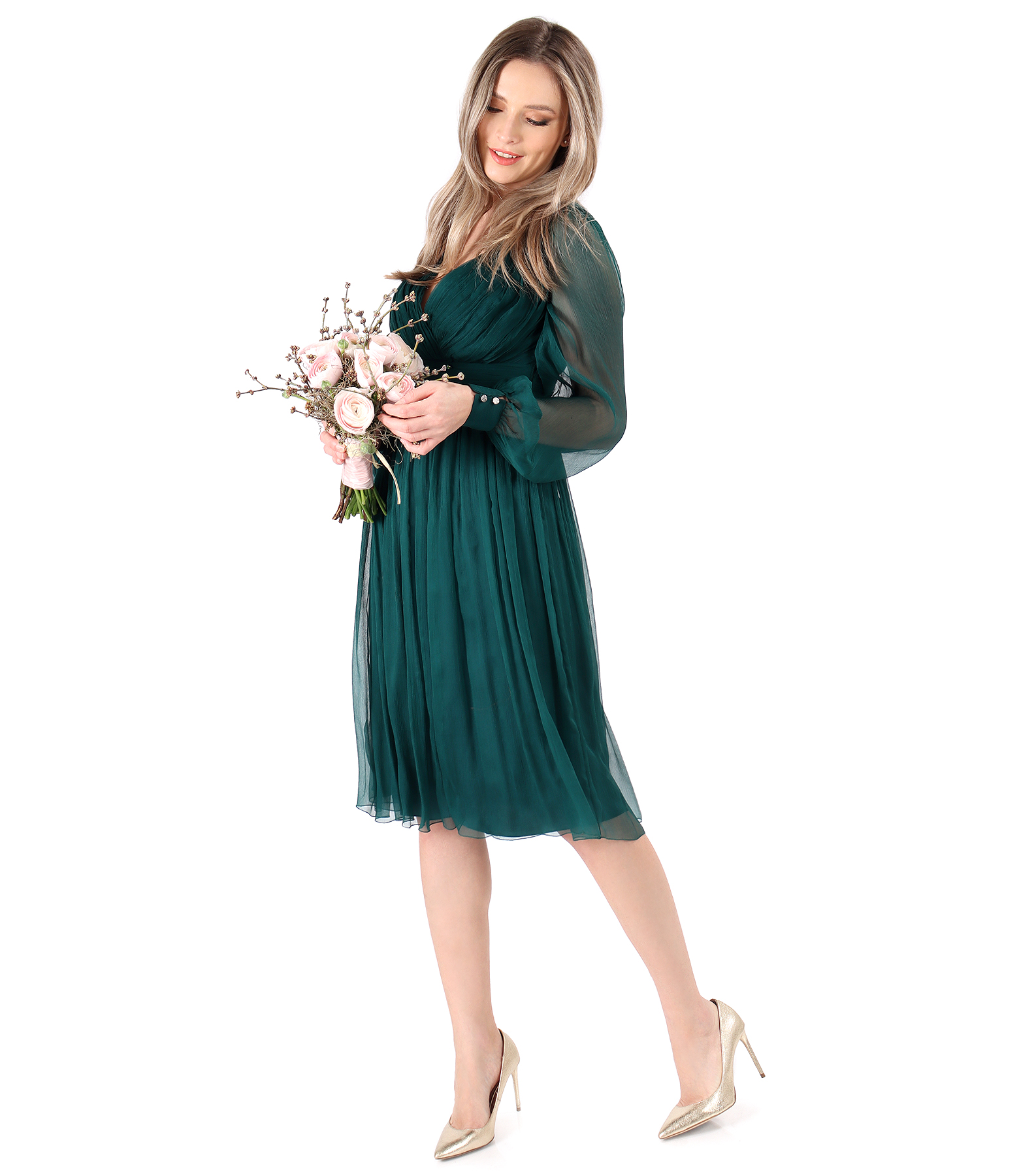 Rochie eleganta din voal de matase naturala