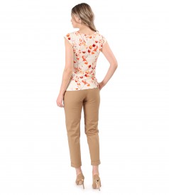 Bluza din jerse cu print digital si pantaloni din bumbac elastic