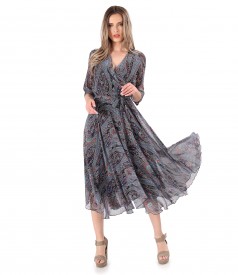 Rochie din voal imprimat cu motive paisley