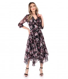 Rochie din voal imprimat cu motive florale