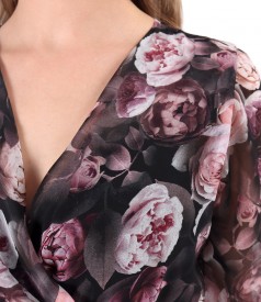 Rochie din voal imprimat cu motive florale