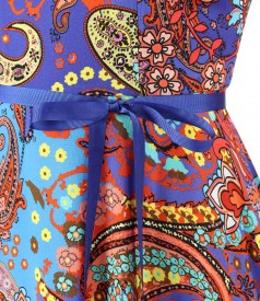 Rochie eleganta din viscoza imprimata cu motive paisley