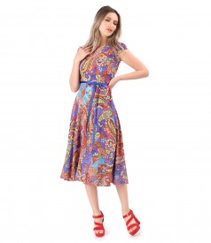 Rochie eleganta din viscoza imprimata cu motive paisley