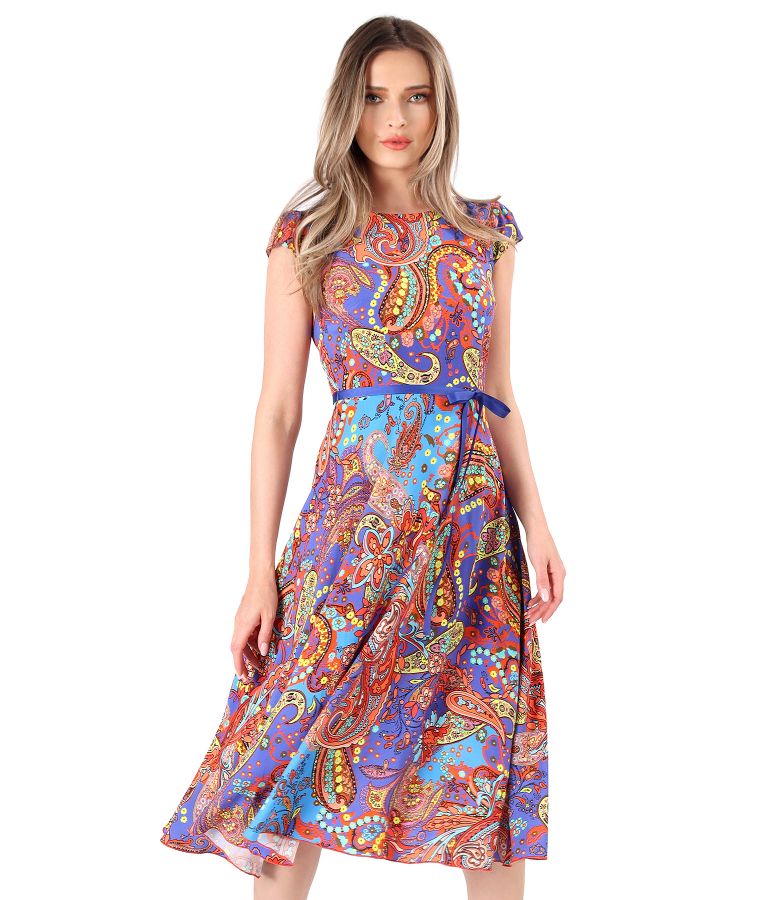 Rochie eleganta din viscoza imprimata cu motive paisley