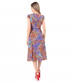 Rochie eleganta din viscoza imprimata cu motive paisley