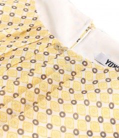 Bluza lejera din voal imprimat cu motive geometrice