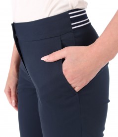 Pantaloni din bumbac elastic subtire cu buzunare pe fata