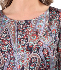 Rochie lejera din matase naturala imprimata cu motive paisley