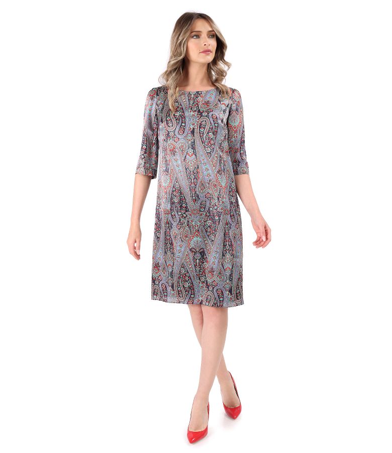 Rochie lejera din matase naturala imprimata cu motive paisley