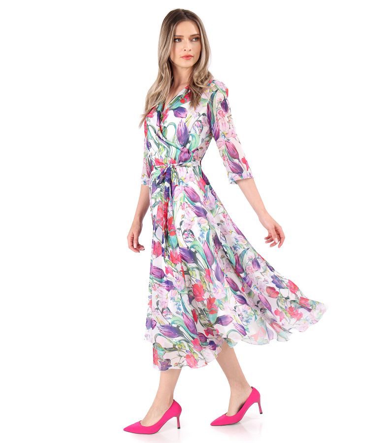 Rochie din voal imprimat cu motive florale