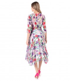 Rochie din voal imprimat cu motive florale