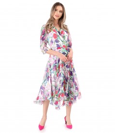 Rochie din voal imprimat cu motive florale