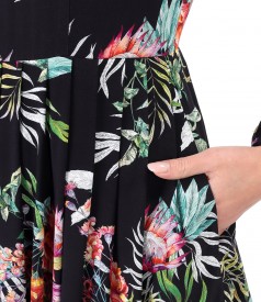 Rochie midi din viscoza imprimata cu motive florale