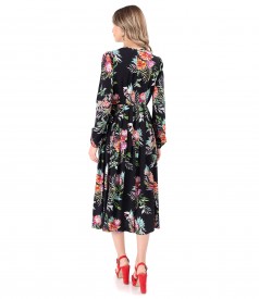 Rochie midi din viscoza imprimata cu motive florale