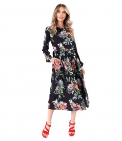 Rochie midi din viscoza imprimata cu motive florale