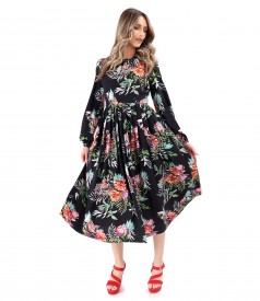 Rochie midi din viscoza imprimata cu motive florale