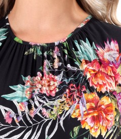 Rochie midi din viscoza imprimata cu motive florale