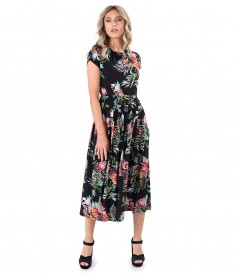 Rochie midi din viscoza imprimata cu motive florale