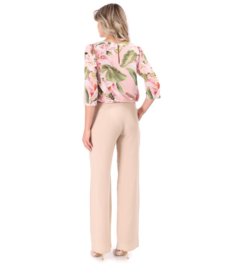 Bluza lejera din voal cu pantaloni din tencel cu in