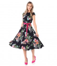 Rochie eleganta din viscoza imprimata cu motive florale