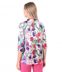 Bluza din matase naturala imprimata cu motive florale