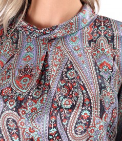 Bluza din matase naturala imprimata cu motive paisley