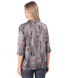 Bluza din matase naturala imprimata cu motive paisley