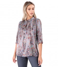 Bluza din matase naturala imprimata cu motive paisley