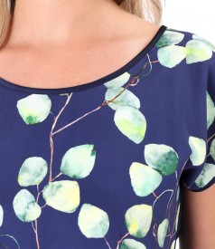 Bluza cu fata din viscoza imprimata digital cu flori