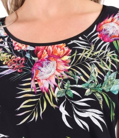 Bluza cu fata din viscoza imprimata digital cu flori